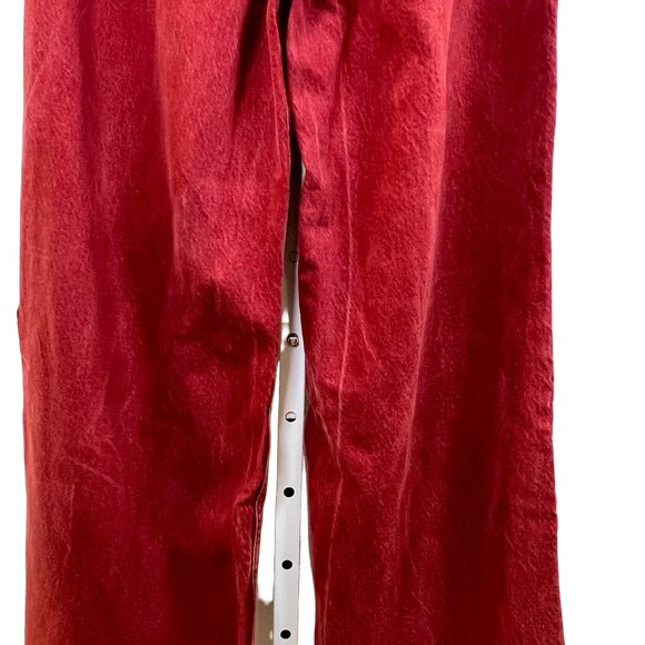 Mango Cranberry Red Garment Washed Wide Leg Full Length Jeans Size 10 - Picture 8 of 10